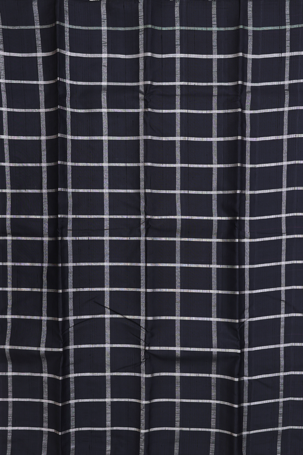 Kanchipuram Silk Saree In Black With Checks Design