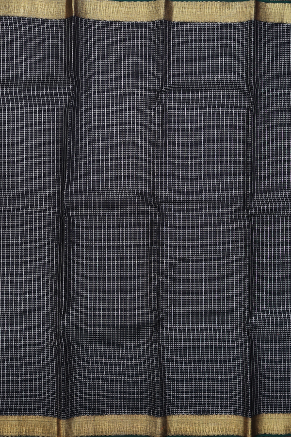 Kanchipuram Silk Saree In Black With Checks Design
