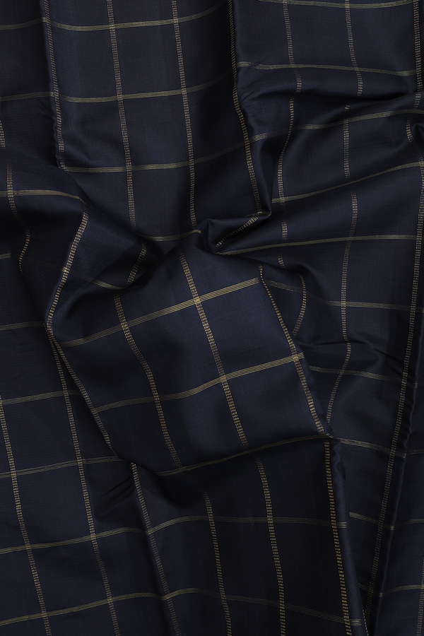 Kanchipuram Silk Saree In Black With Checks Design