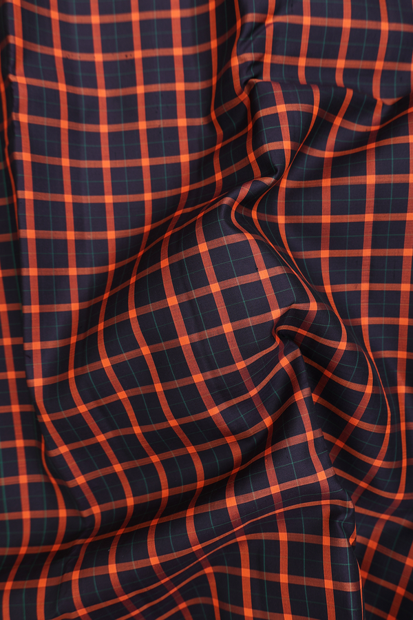 Kanchipuram Silk Saree In Black With Checks Design