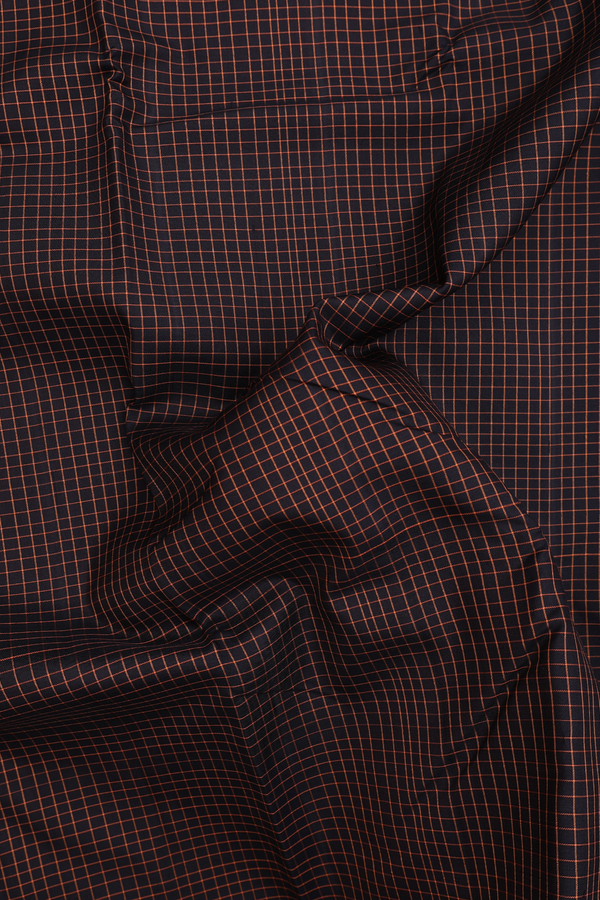 Kanchipuram Silk Saree In Black With Checks Design