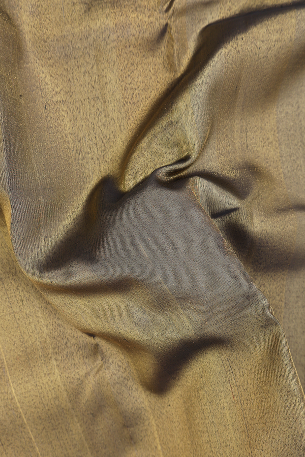 Kanchipuram Silk Saree In Black Tissue With Contrast Border
