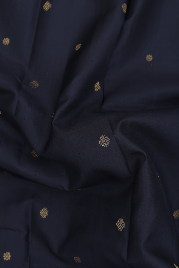 Kanchipuram Silk Saree In Black With Zari Buttas