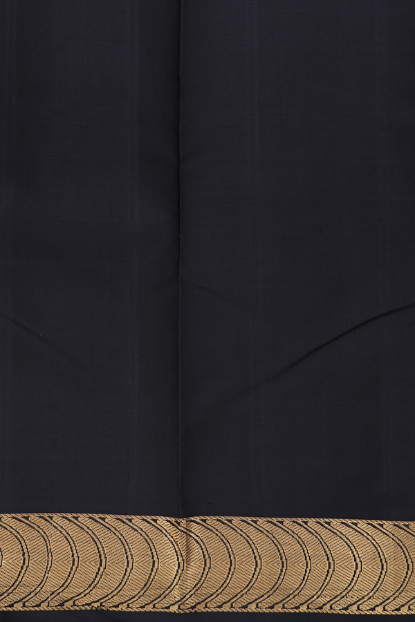 Kanchipuram Silk Saree In Black With Floral Buttis