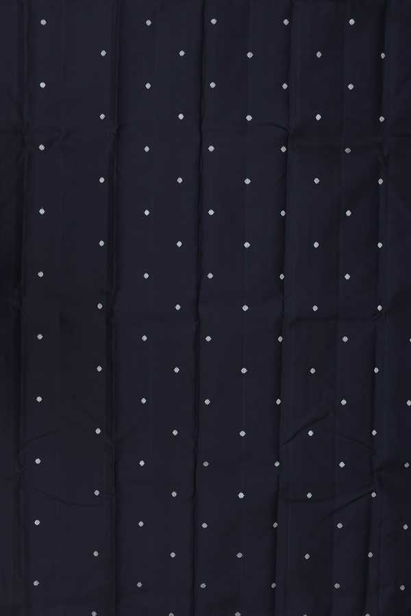 Kanchipuram Silk Saree In Black With Floral Buttis