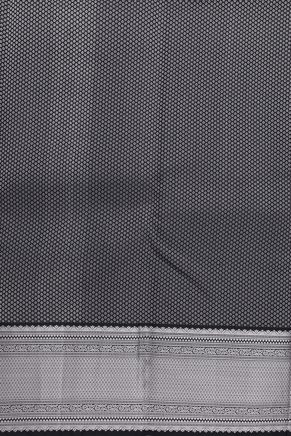 Kanchipuram Silk Saree In Black With Floral Design