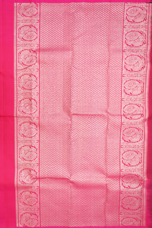 Kanchipuram Silk Saree In Black With Floral Design