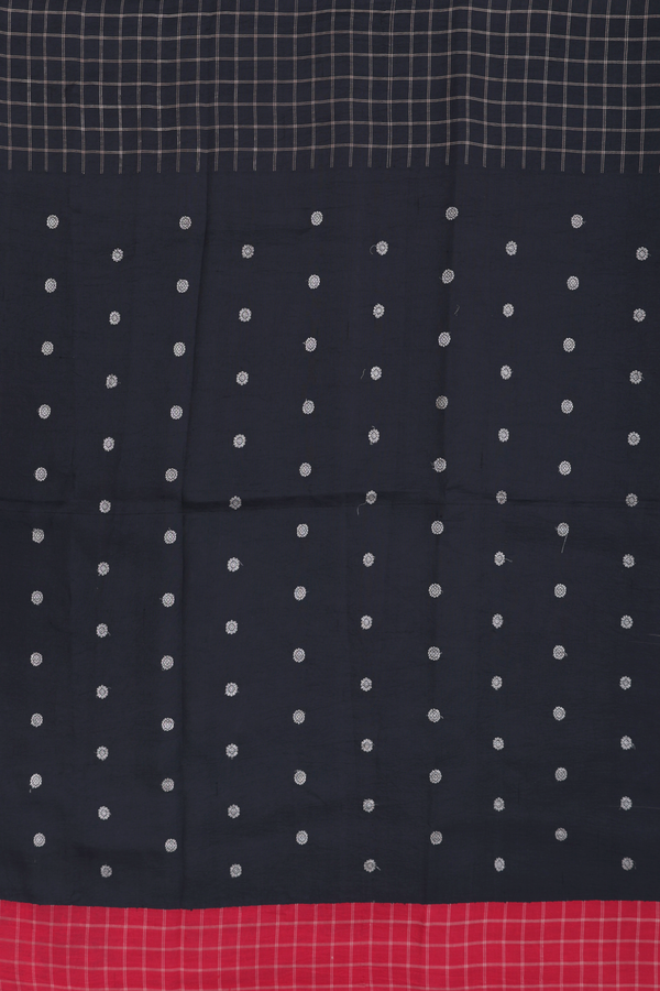 Kanchipuram Silk Saree In Black With Hand Painted Design