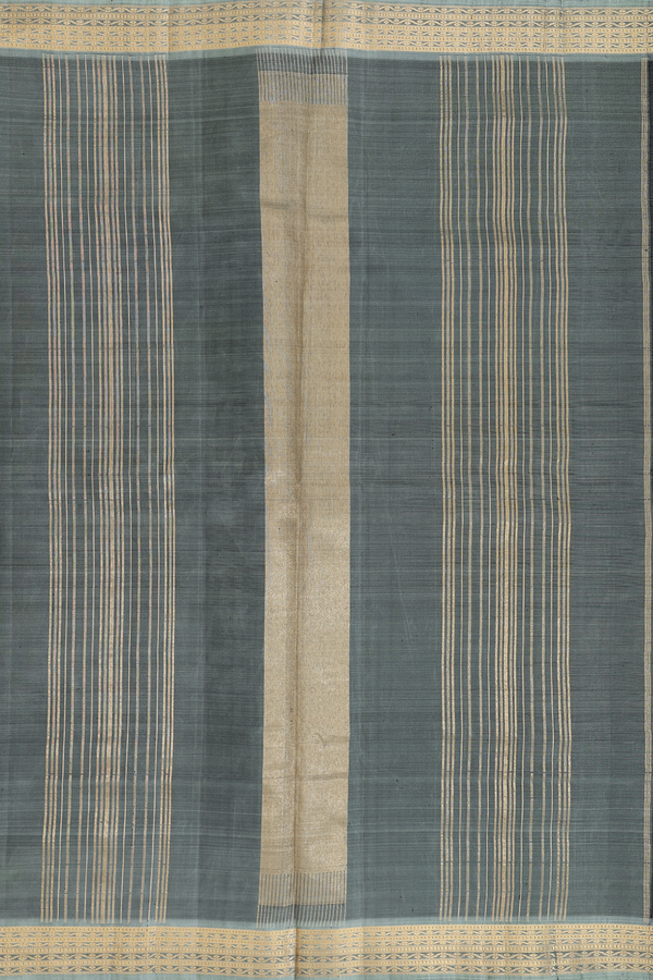 Kanchipuram Silk Saree In Black With Printed Design