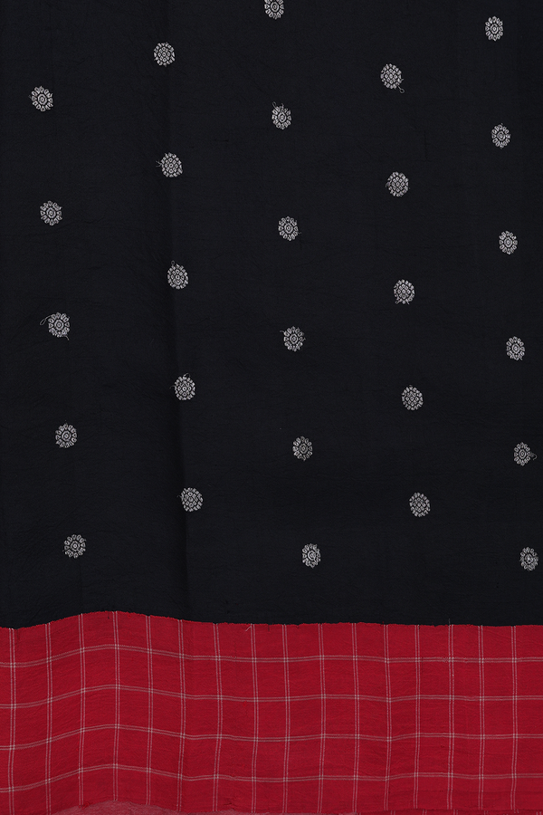 Kanchipuram Silk Saree In Black With Hand Painted Design