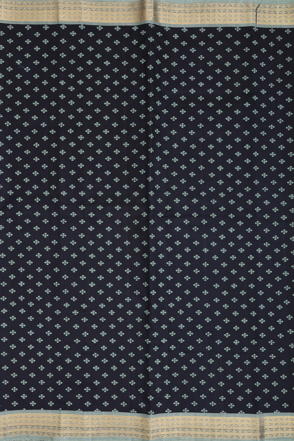 Kanchipuram Silk Saree In Black With Printed Design