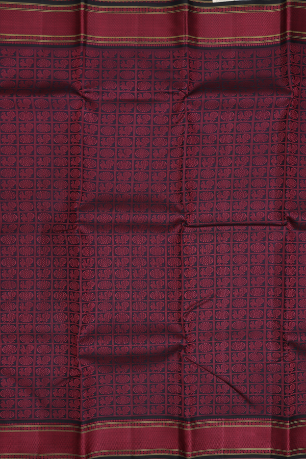 Kanchipuram Silk Saree In Black With Checks Design