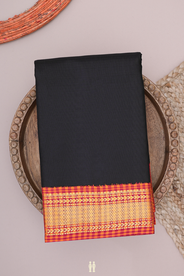 Kanchipuram Silk Saree In Black With Korvai Border