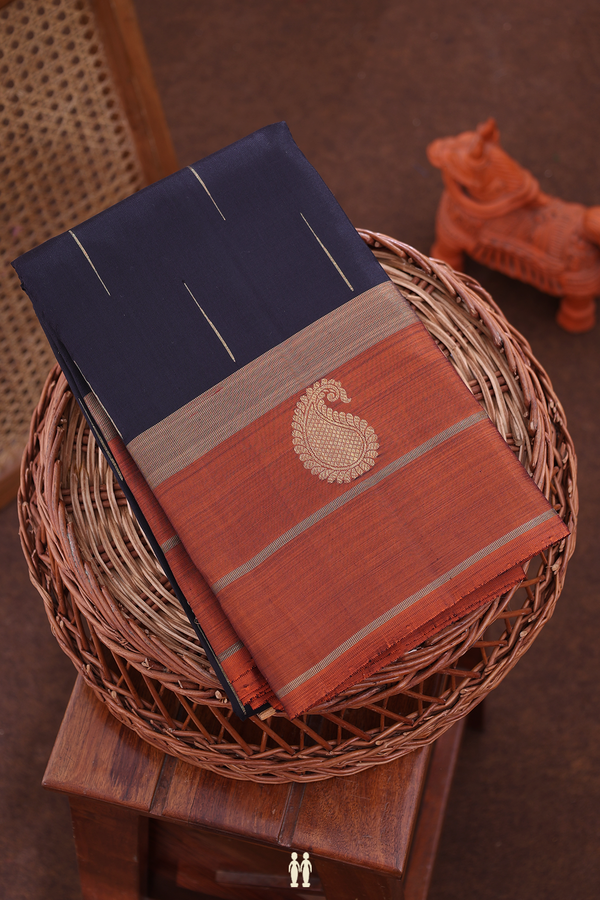 Kanchipuram Silk Saree In Black With Malli Moggu Buttas