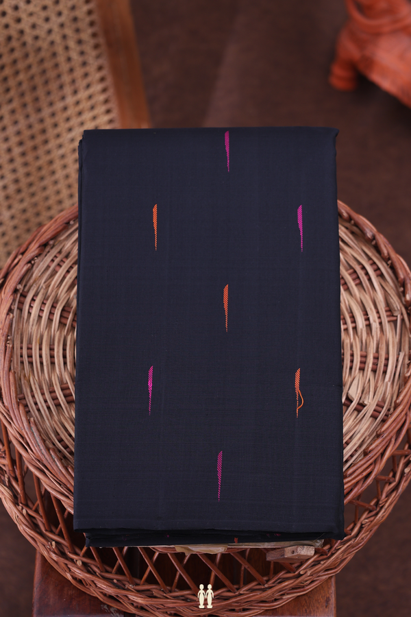Kanchipuram Silk Saree In Black With Malli Moggu Buttas