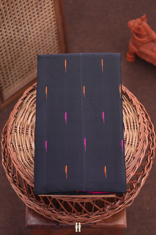 Kanchipuram Silk Saree In Black With Malli Moggu Buttas
