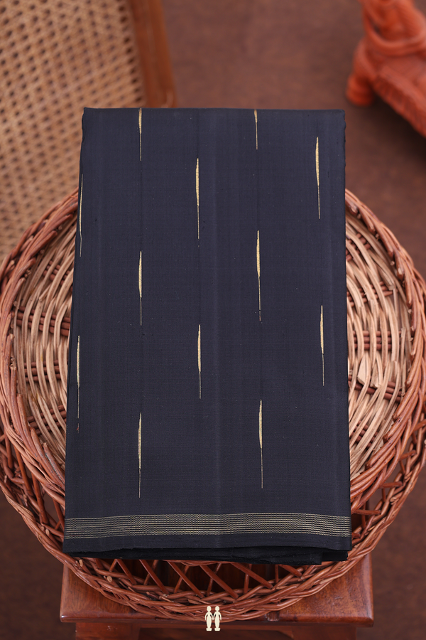 Kanchipuram Silk Saree In Black With Malli Moggu Buttas