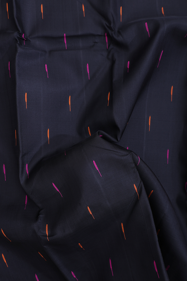 Kanchipuram Silk Saree In Black With Malli Moggu Buttas