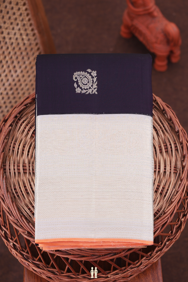 Kanchipuram Silk Saree In Black With Paisley Buttas