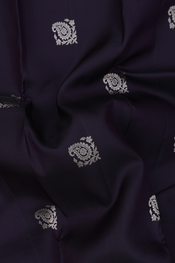 Kanchipuram Silk Saree In Black With Paisley Buttas