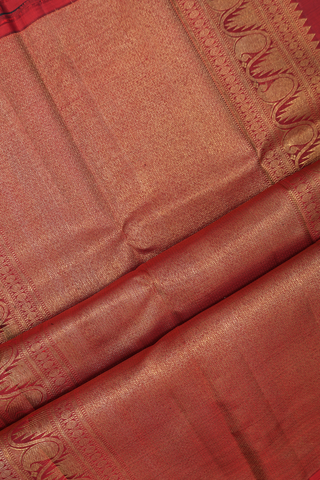 Kanchipuram Silk Saree In Black With Parrot Zari Motifs