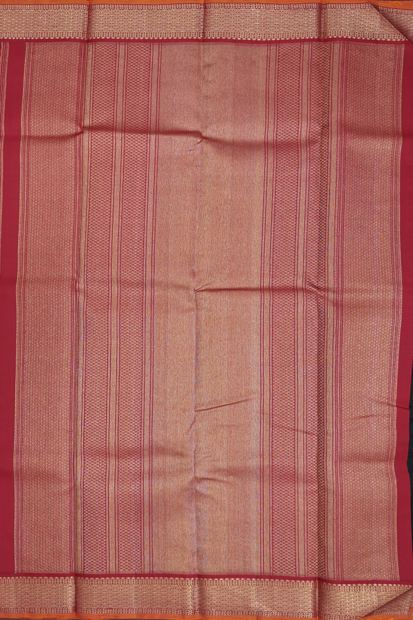 Kanchipuram Silk Saree In Black With Peacock Buttas