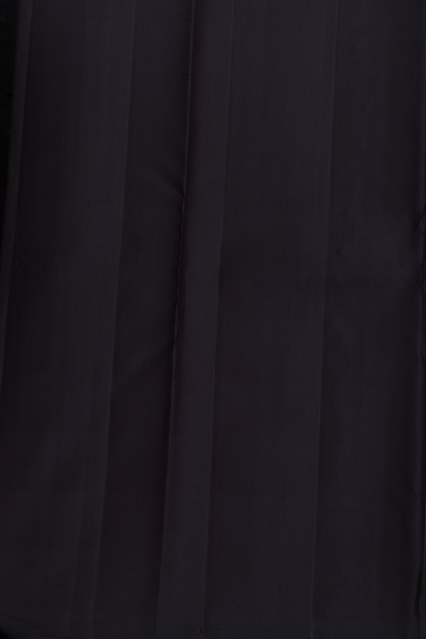 Kanchipuram Silk Saree In Black With Peacock Buttas