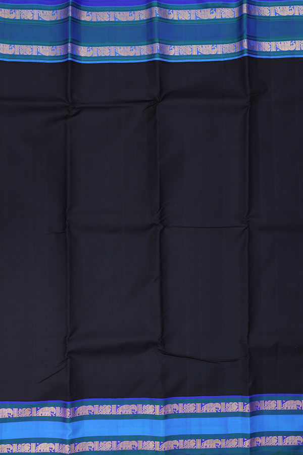 Kanchipuram Silk Saree In Black With Rettai Pettu Border