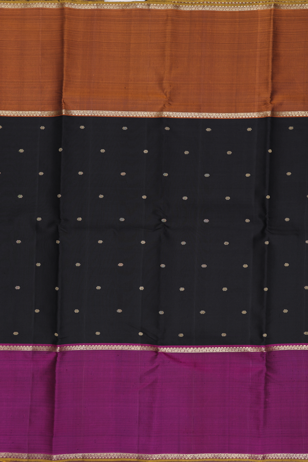 Kanchipuram Silk Saree In Black With Rudraksh Buttis