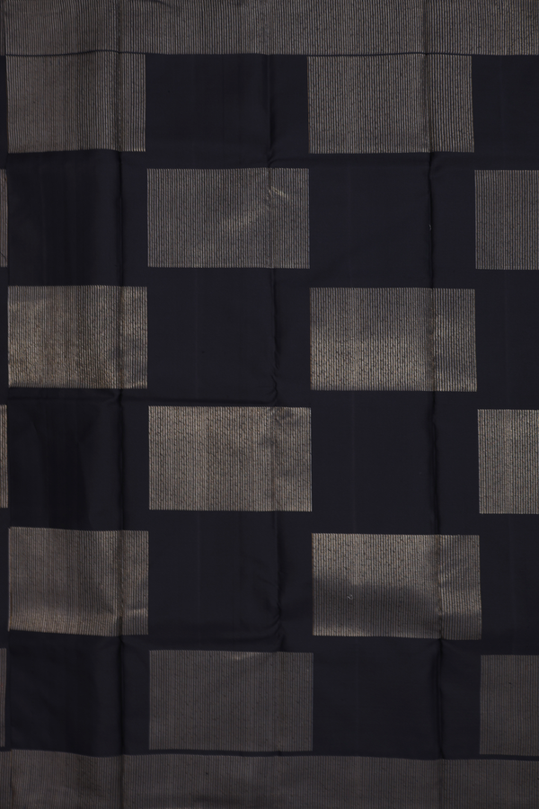 Kanchipuram Silk Saree In Black With Square Design