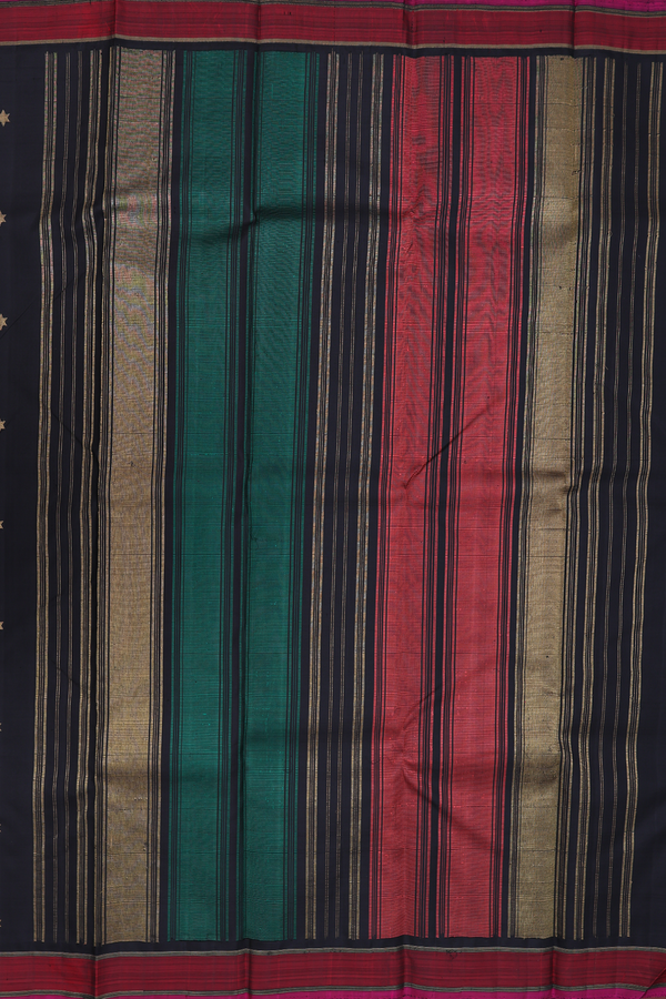 Kanchipuram Silk Saree In Black With Star Buttas