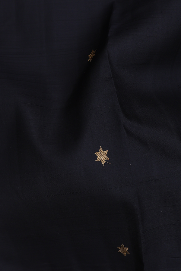 Kanchipuram Silk Saree In Black With Star Buttas