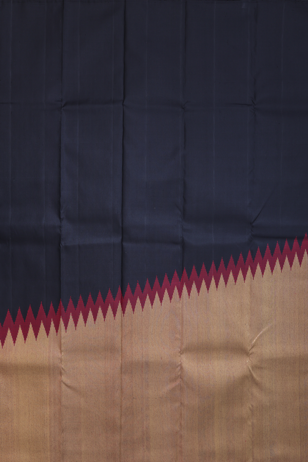 Kanchipuram Silk Saree In Black With Step Border