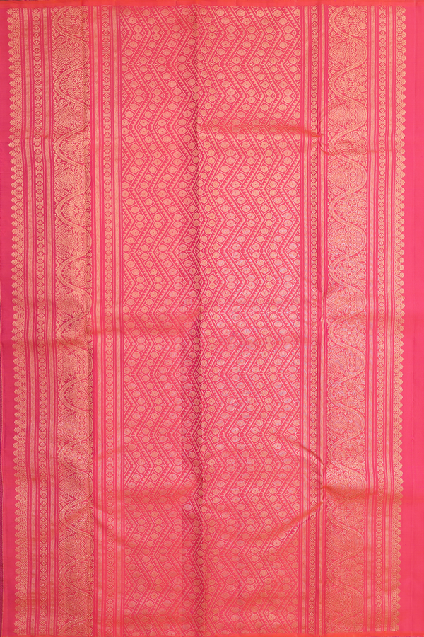 Kanchipuram Silk Saree In Black With Stripes Along Buttas