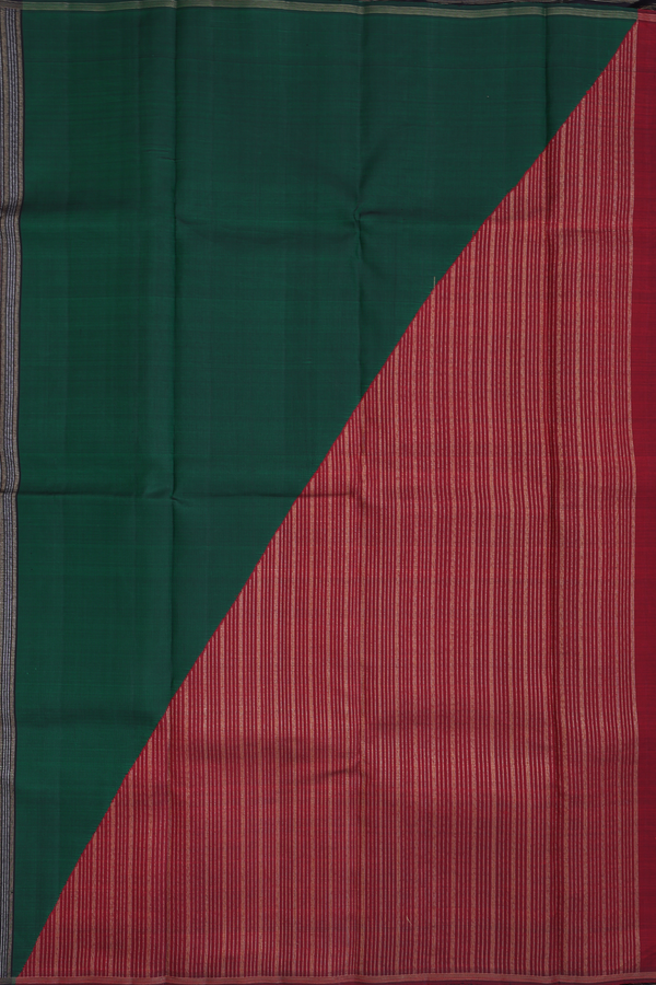 Kanchipuram Silk Saree In Black With Stripes Design