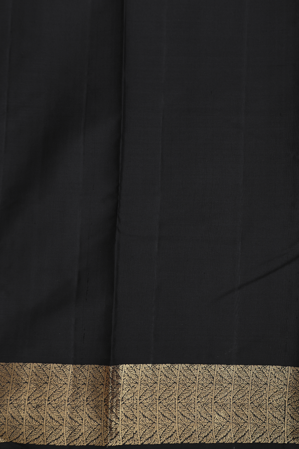 Kanchipuram Silk Saree In Black With Stripes Design