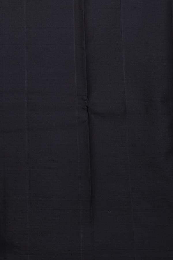 Kanchipuram Silk Saree In Black With Stripes Design