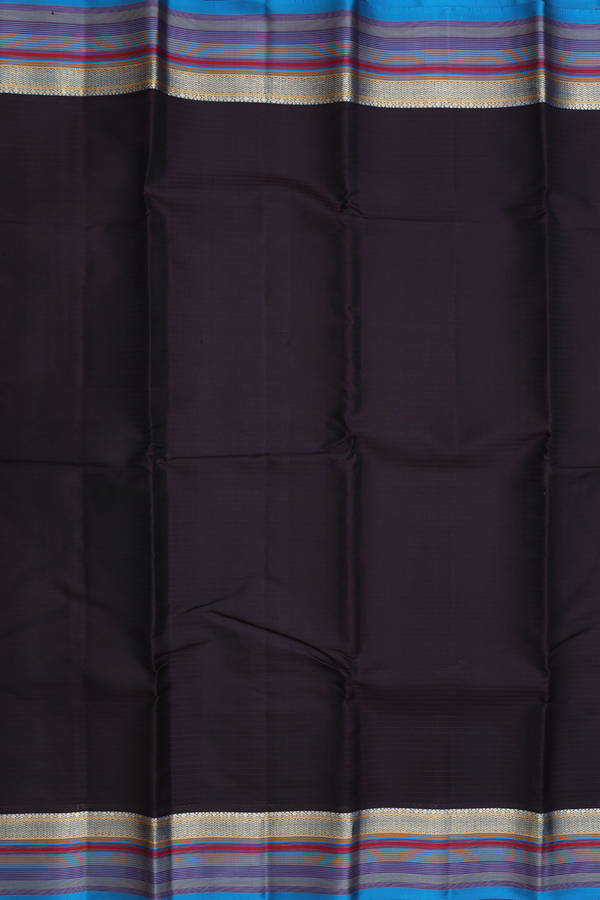 Kanchipuram Silk Saree In Black With Self Stripes Design