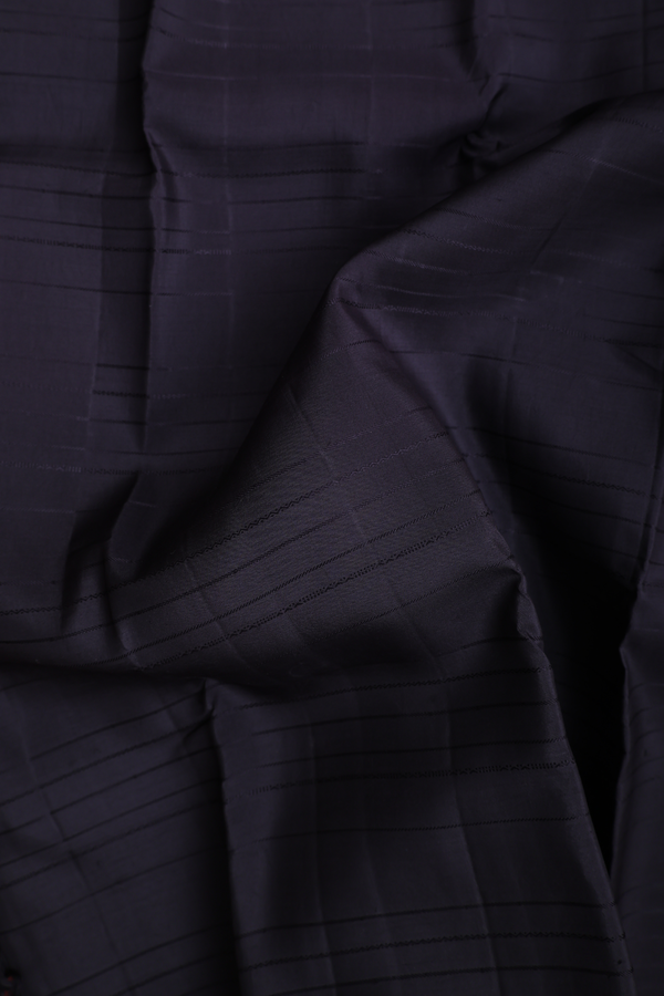 Kanchipuram Silk Saree In Black With Threadwork Stripes Design