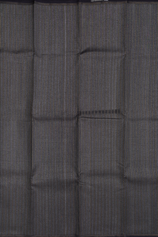 Kanchipuram Silk Saree In Black With Stripes Design