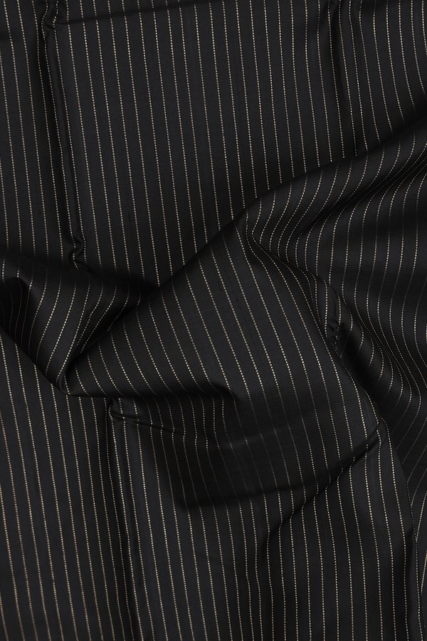 Kanchipuram Silk Saree In Black With Stripes Design