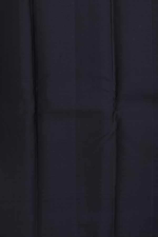 Kanchipuram Silk Saree In Black With Stripes Design