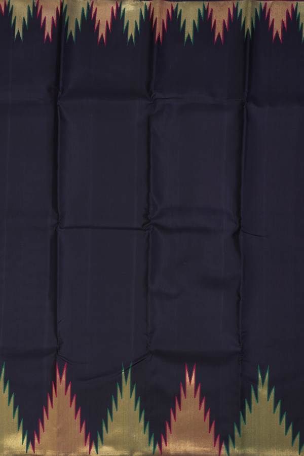 Kanchipuram Silk Saree In Black With Temple Border