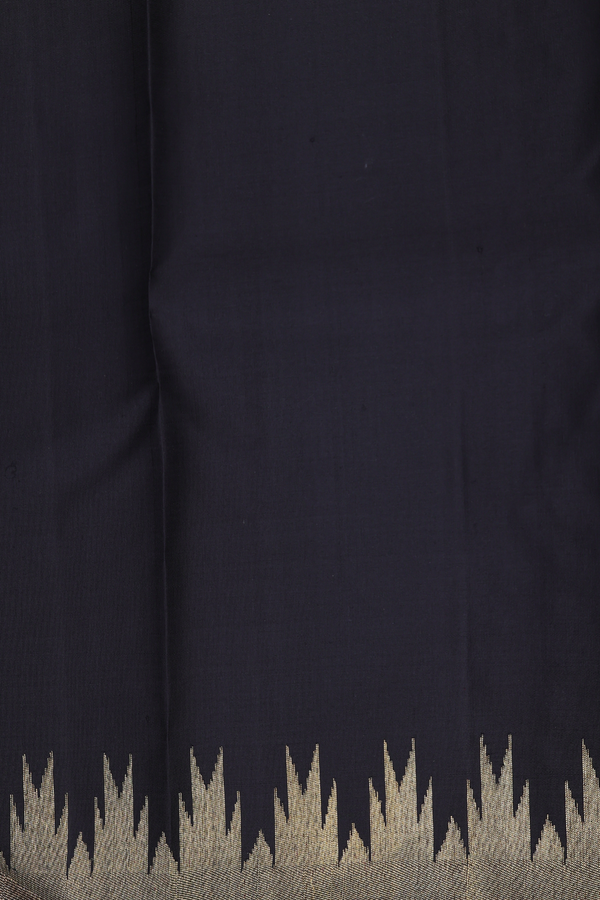 Kanchipuram Silk Saree In Black With Temple Border