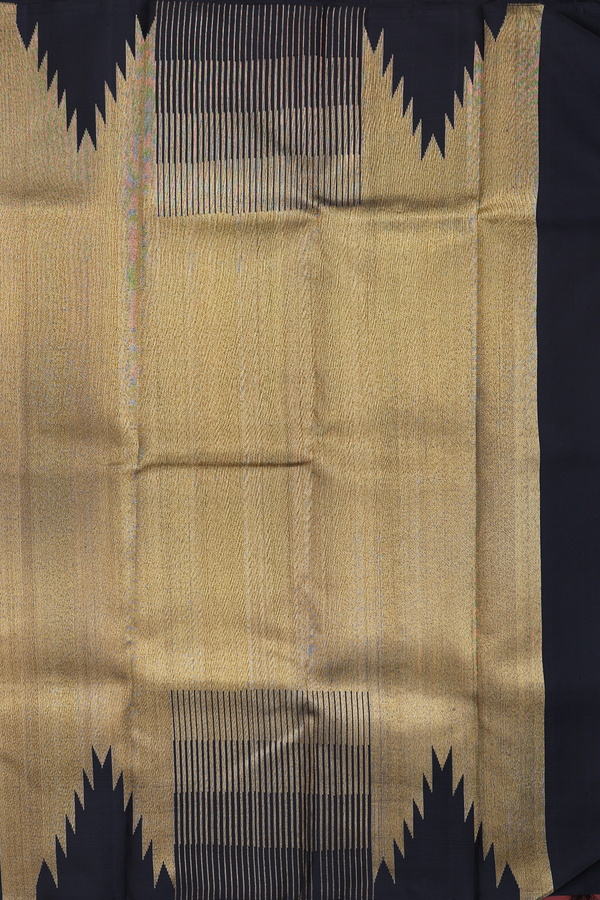 Kanchipuram Silk Saree In Black With Temple Border