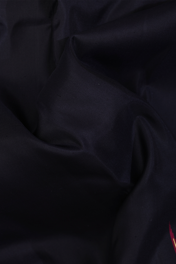 Kanchipuram Silk Saree In Black With Temple Border