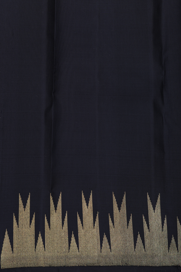 Kanchipuram Silk Saree In Black With Temple Border