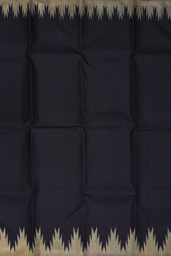 Kanchipuram Silk Saree In Black With Temple Border