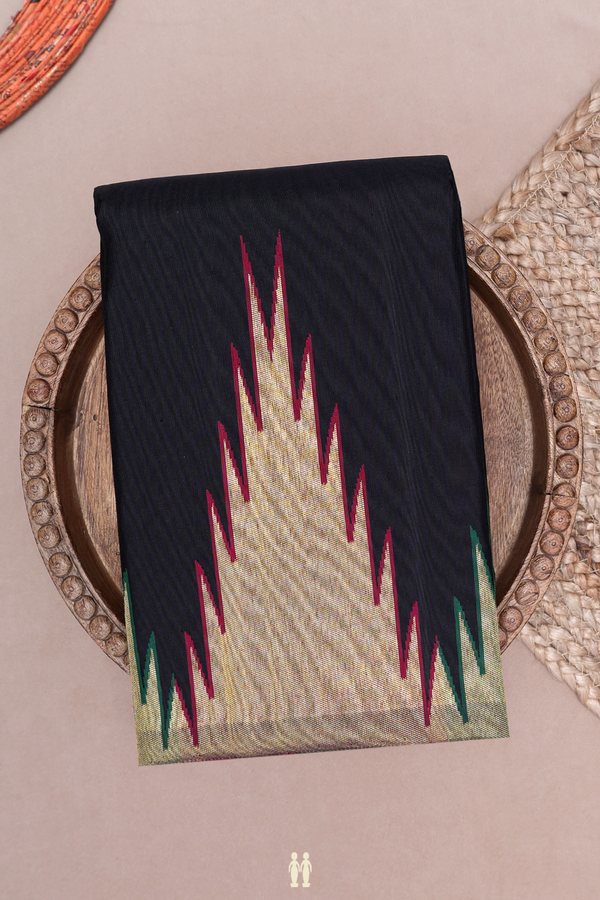 Kanchipuram Silk Saree In Black With Temple Border