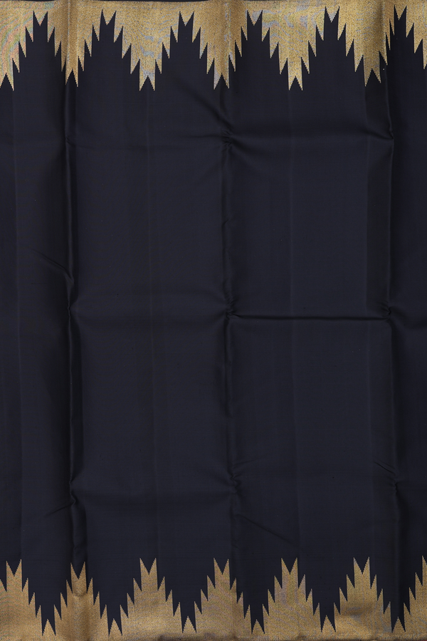 Kanchipuram Silk Saree In Black With Temple Border